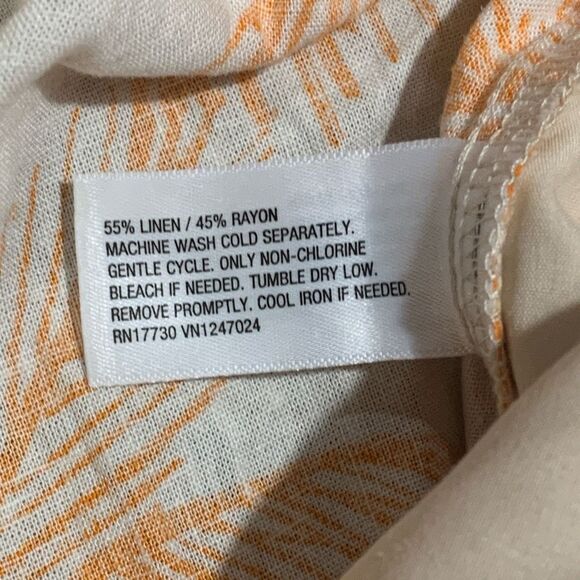 Future Collective Women's Size 4X Plus White Linen Blend Tropical Casual Pants - Picture 5 of 9